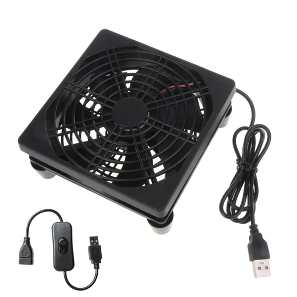 

ABS 120mm 5V USB PC Router Fan High Air Volume Cooling Fan For DVR Modem Router 12*12*4cm Black 1400rpm USB Interface