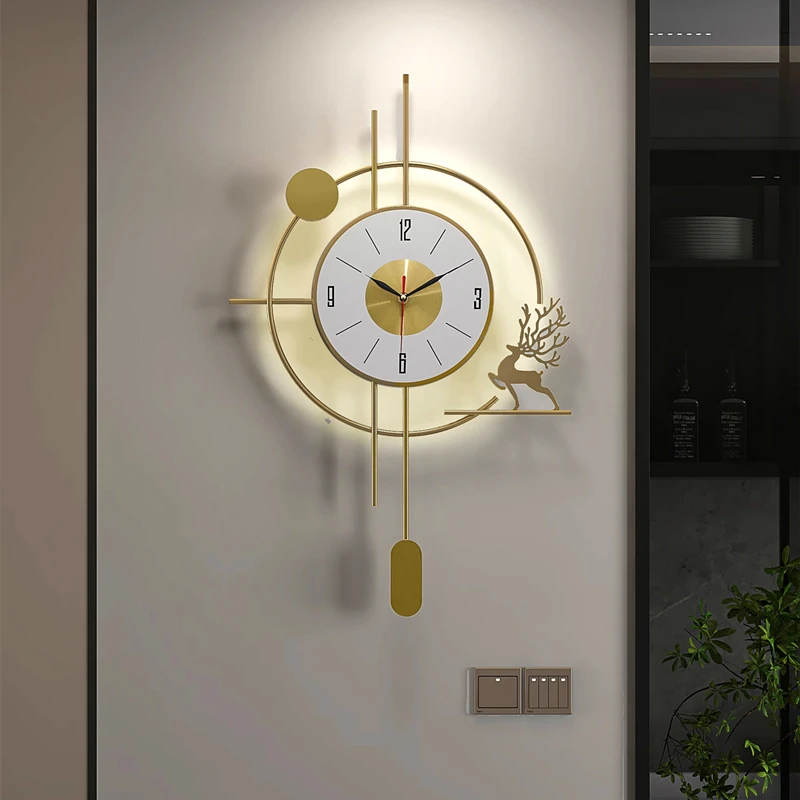 Decorative Wall Clock Living Room Dining Room Wall Decor Hanging Watch With Gold Pendulum Modern Nordic Art Design Simple Clocks