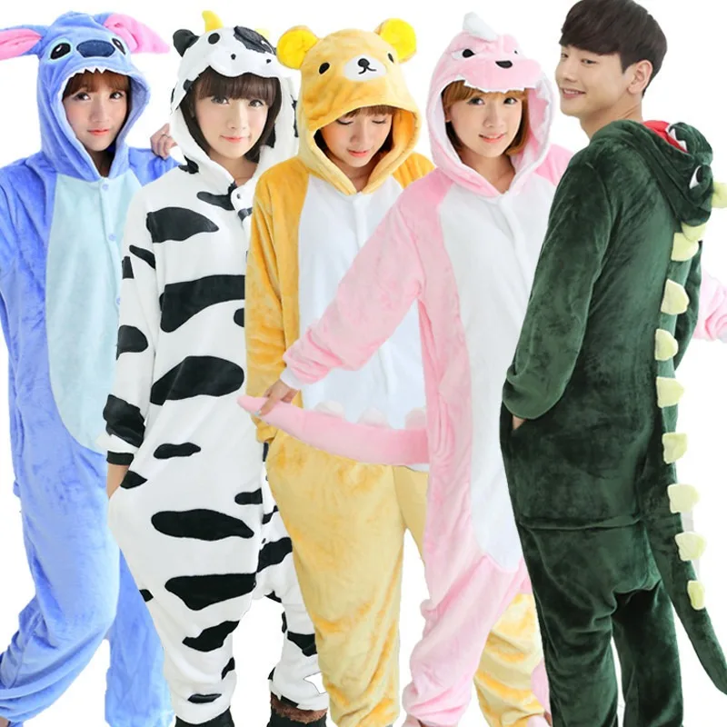 New Winter Cartoon  Sleeping Bag Animal One-piece Pajamas Flannel Home Clothes One-piece  Pajamas Loungewear Adult Men and Women