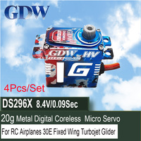 4Pcs/Set GDW DS296X 20g 10KG Metal Digital Coreless Micro Servo For RC Airplanes 30E Fixed Wing Turbojet Glider Robot Drone