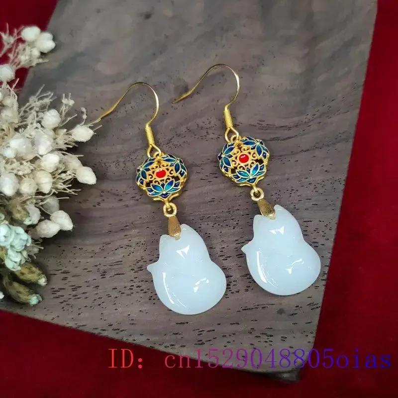 Jade Fox Earrings Luxury Energy 925 Silver Accessories Gift Gifts Jewelry Charm Chinese Designer Gemstone Women Natural Stone - Image 5