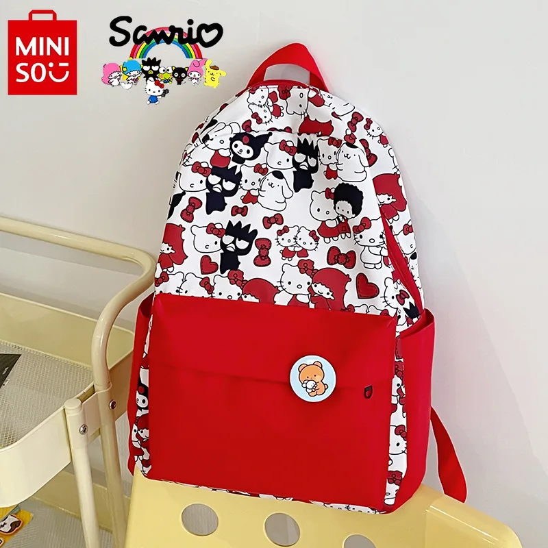 

MINISO HelloKitty Новый женский рюкзак модный высококачественный рюкзак для девочек мультяшный Универсальный вместительный студенческий рюкзак