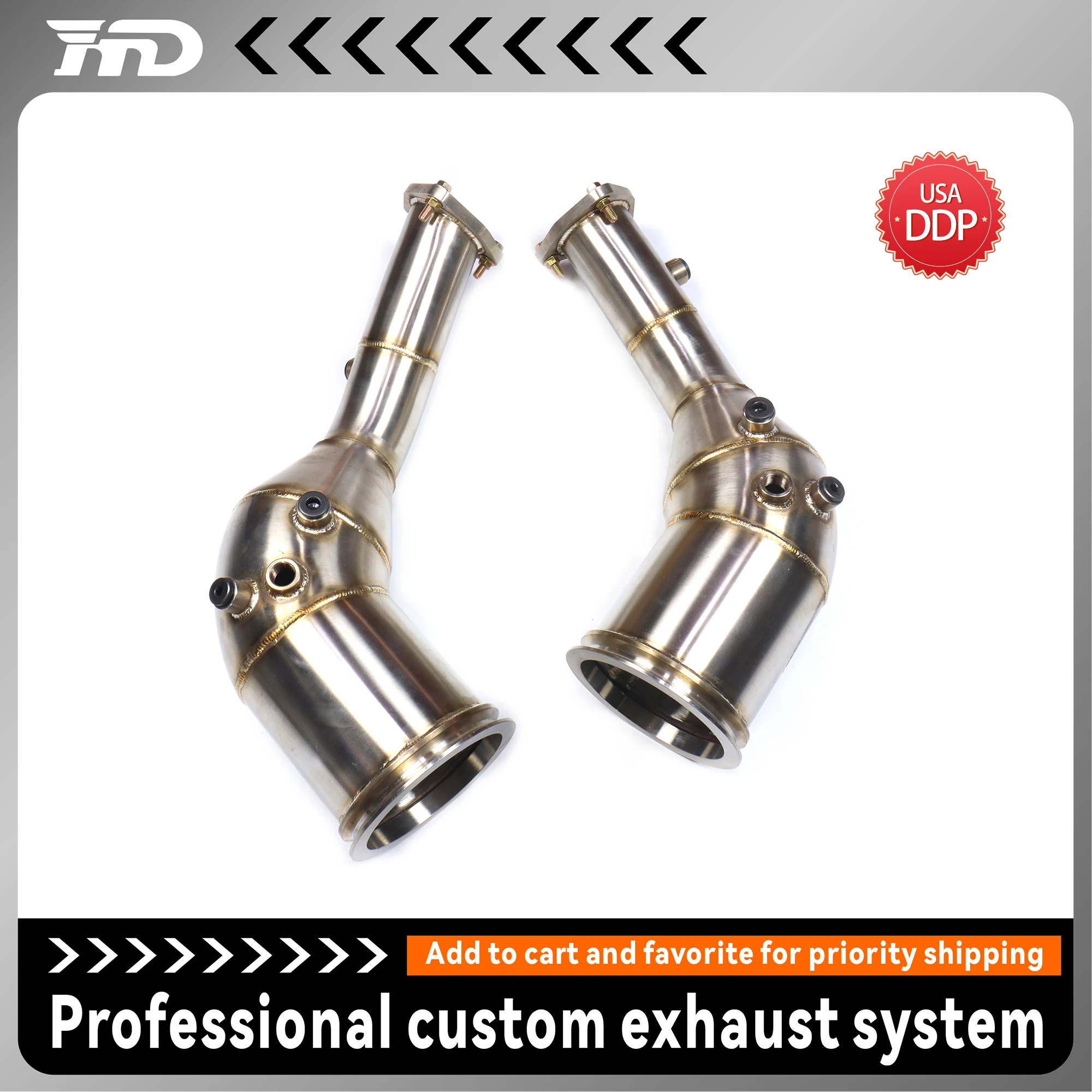 

HMD exhaust downpipe for Audi RS6, RS7, C8 4.0T, stainless steel, without heat shield