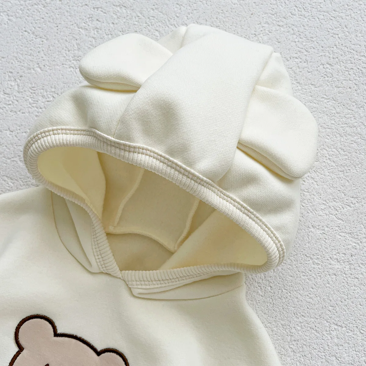 Ins Autumn Winter Baby Boy Romper Cotton Plus Velvet Long Sleeve Warm Newborn Boy Bodysuit Cartoon Bear Hooded Infant Boy Onesie