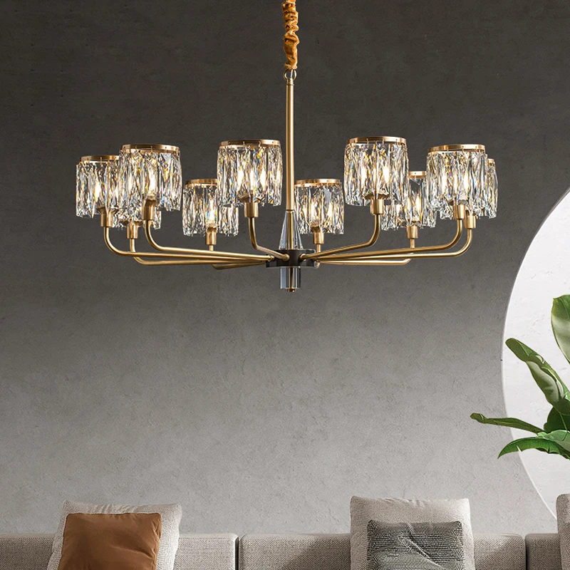 

Nordic luxury 8 heads Brass Magic bean Glass Crystal ceiling chandelier lustre Home interior lighting,for Hotel dining room
