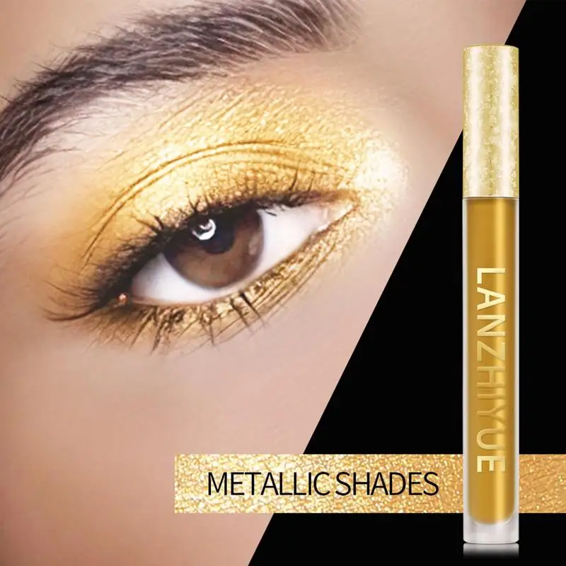 Brillo de labios dorado resistente al agua, 2 en 1 brillo de labios de Metal, maquillaje de sombra de ojos brillante y lápiz labial líquido de larga duración para mujeres y