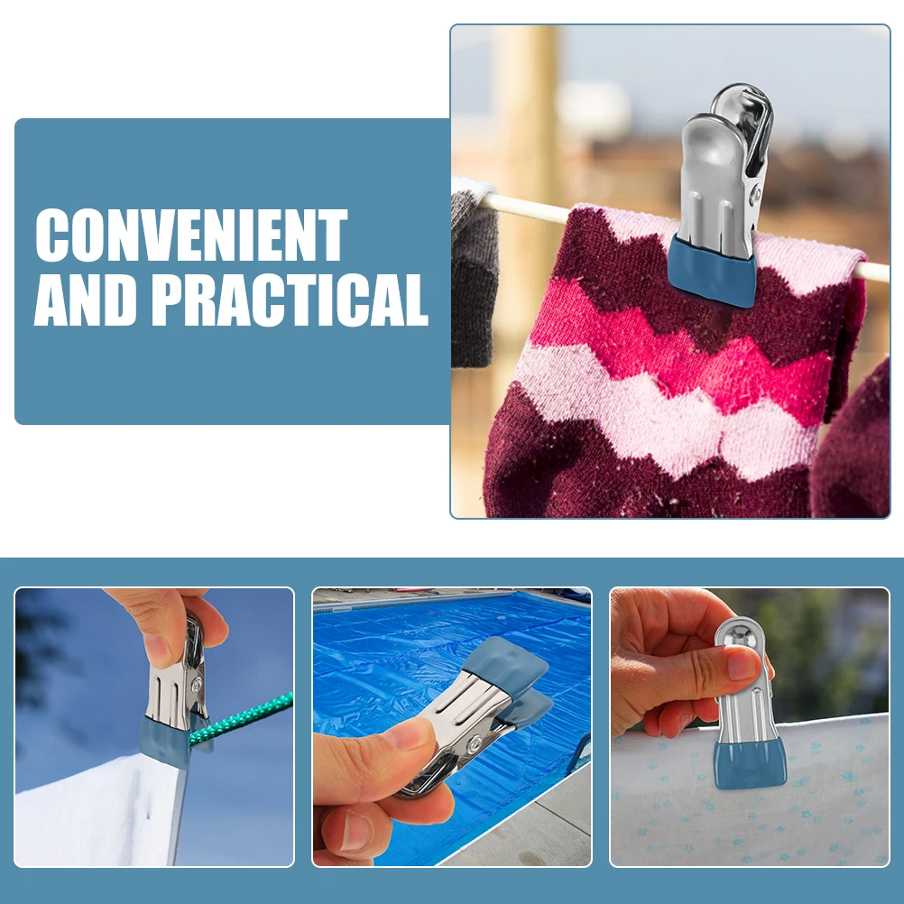 

50pcs Pool Cover Clips Winter Windproof Stainless Steel Clamps for Above Ground Pools Multifunctional Secure Non Slip Long