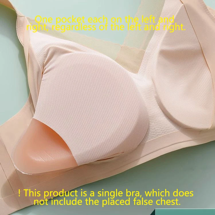 Prosthetic Breast Bra for Women after Breast Surgery, Fake Breast Bra, Push-Up Fake Breast Bra, Seamless Breathable, Wire-Free Bra, Close-Fitting Shoulder Straps, Adjustable Breast Pads, Removable