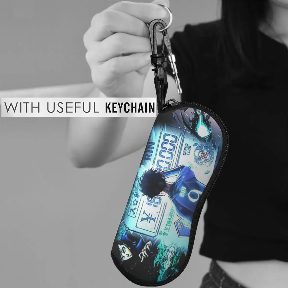 Rin Itoshi Blue Lock Football Shell Glasses Case Protective Sunglasses Box Women Men Soft Eyeglasses Bag Pouch