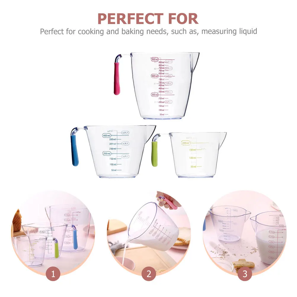 

3pcs Cup Set Home Measuring Cup Foldable Kitchen Tool Lightweight Anti Scald Liquid Solid Ingredients