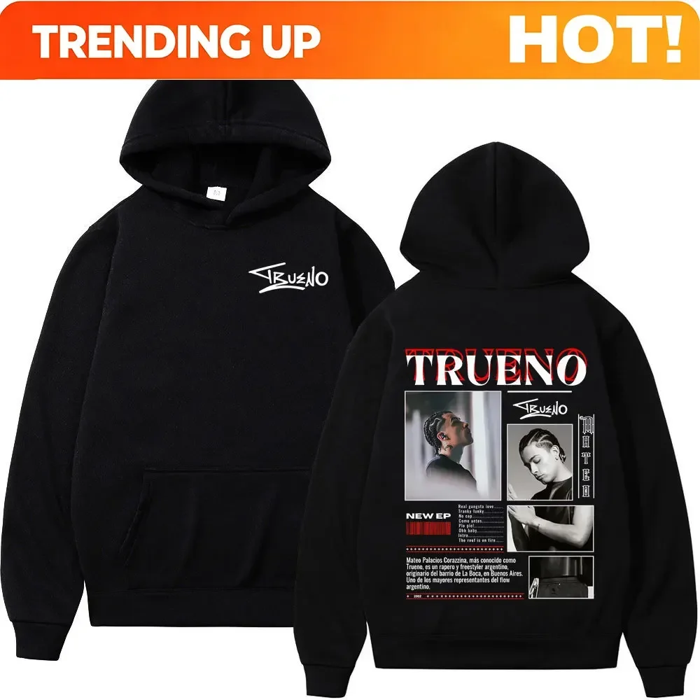Customization Rapper Trueno Album Tour 2025 Gothic Punk Hoodie Winter Long-sleeved Thick Hip-hop Pullover Man Woman Vintage Hood