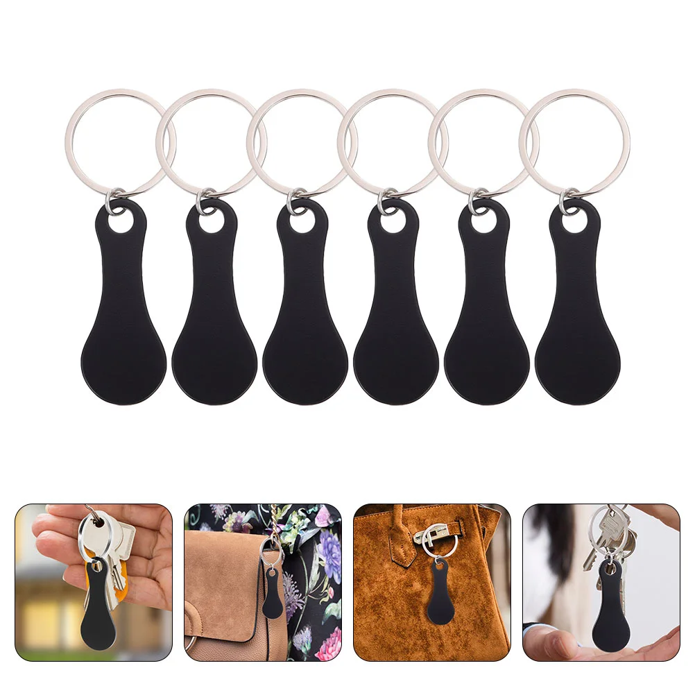 6 Pcs Cart Token Locket Shopping Trolley Tokens Metal Supplies Stainless Steel Key Rings Pendant Supply Keychain