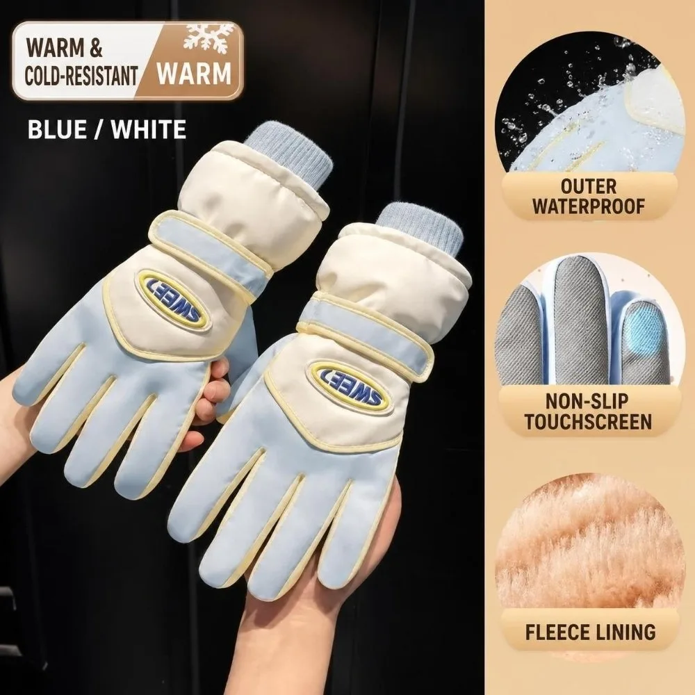 1 Pair Durable Full Finger Snowboard Gloves Waterproof Lining Touch Screen Gloves Warm Keep Soft Driving Gloves Snowboard