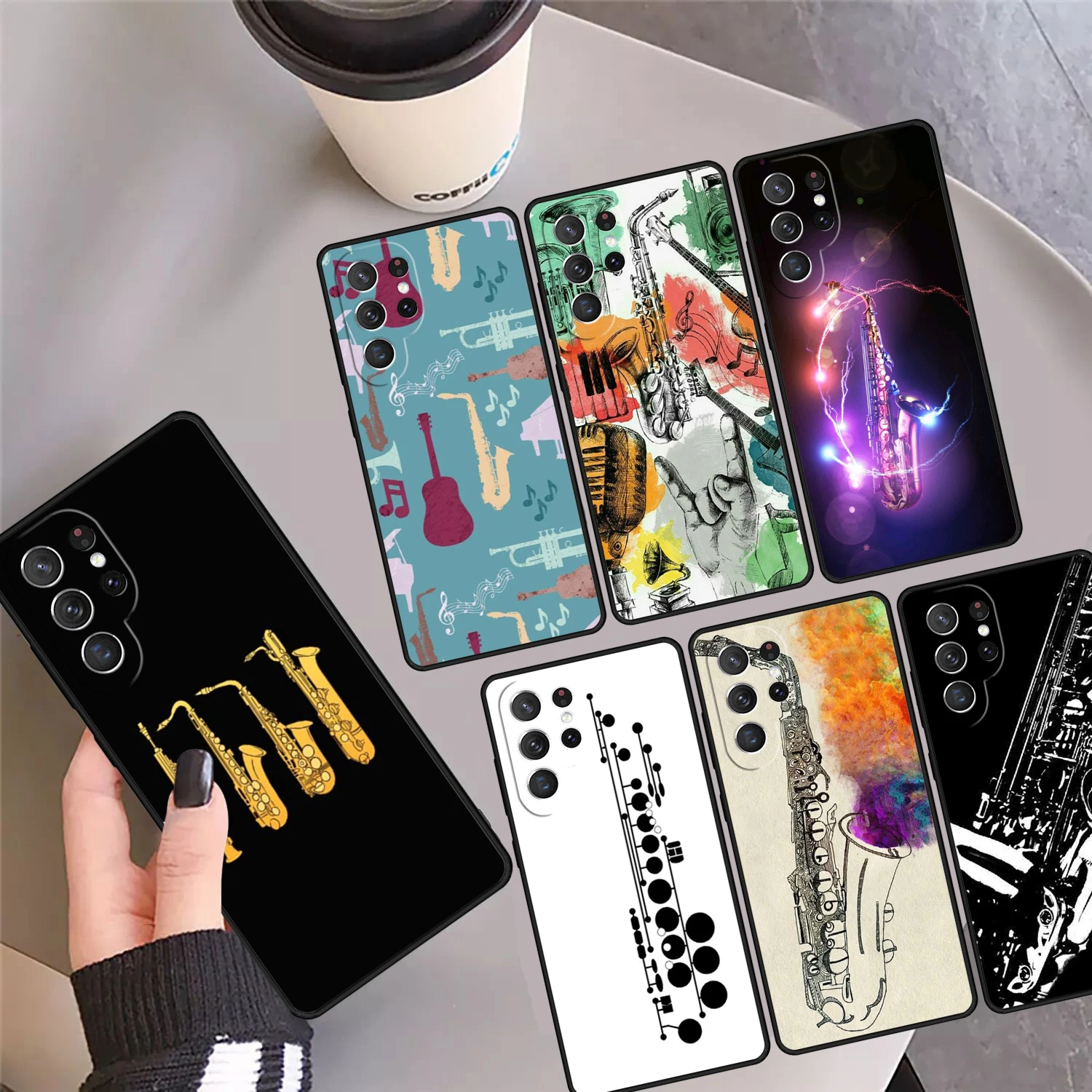 

Musical Instruments Saxophone Phone Case Cover For Samsung Galaxy S24 Ultra 23 S22 Plus S21 FE S20 S8 S9 S10 Note 10 Pro Note 20