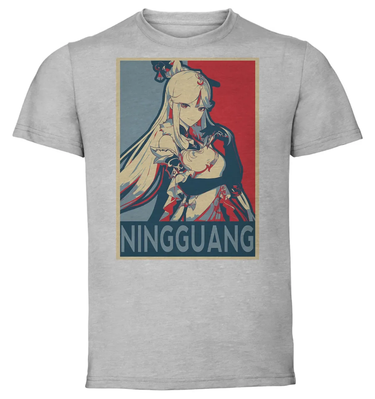 T-Shirt Unisex Grey Propaganda Genshin Impact Ningguang SA0595