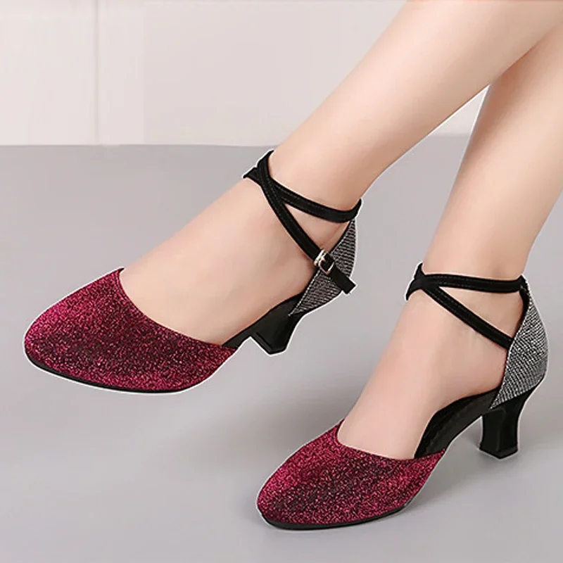 Ballroom Dancing Shoes For Women Latin Dance Shoes Lady Closed Toe Salsa Shoes Low Heels Zapatos Baile Latino Mujer 3.5cm/5.5cm