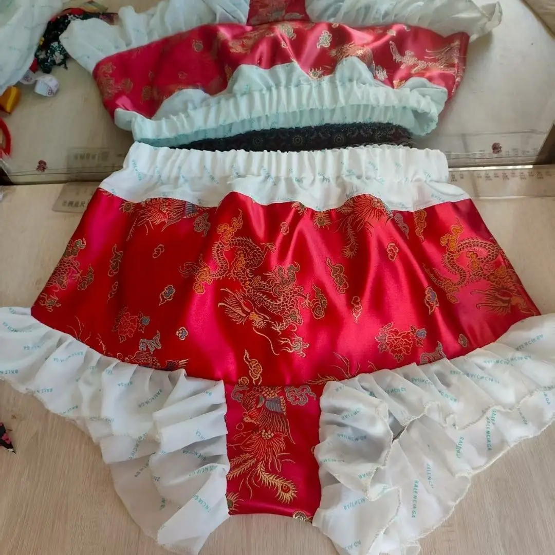 Handmake Silky Panties Hem Satin Flower Man's Briefs Panties Private Party