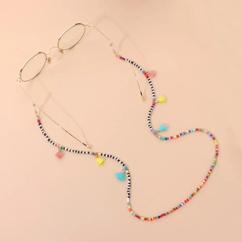 Chain Lanyard Chain Strap Holder Eyeglasses Chain Reading Glasses Holder Sunglasses Chain Colorful Tassel Beaded Glasses Chain