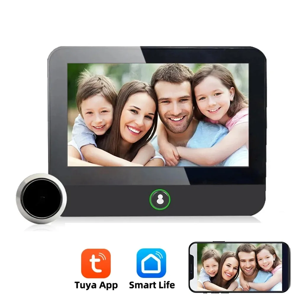 Tuya Andrea WiFi Doorbell, judas de porte visuels, vidéo, caméra de téléphone de porte, PIR, sécurité à domicile, interphone sans fil pour IOS, Android, 4.3"