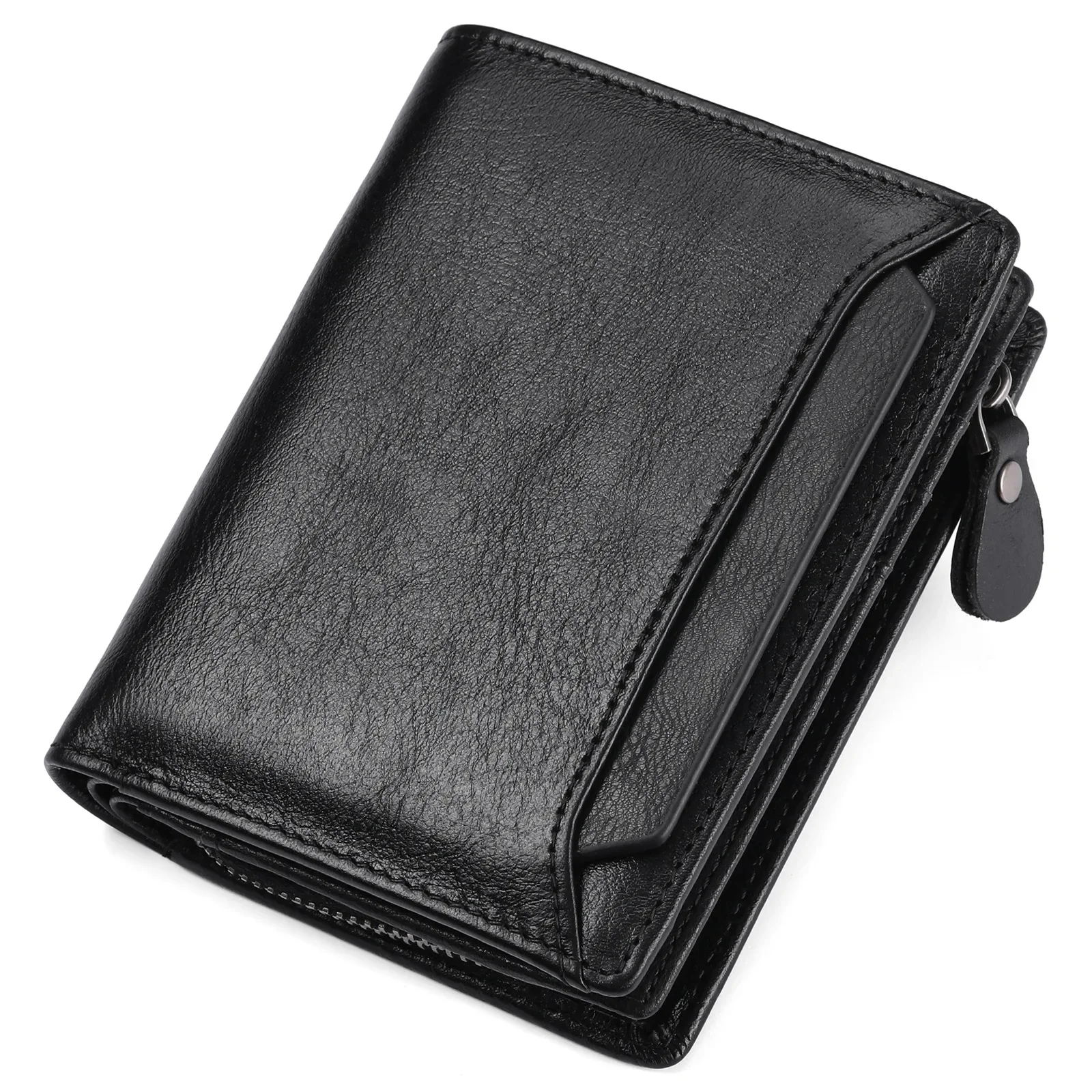 

Vintage Mens Wallet Short Genuine Leather Card Wallet With Zipper Coin Pocket Credit Card Holder Luxury Brand Wallet Men Cartera