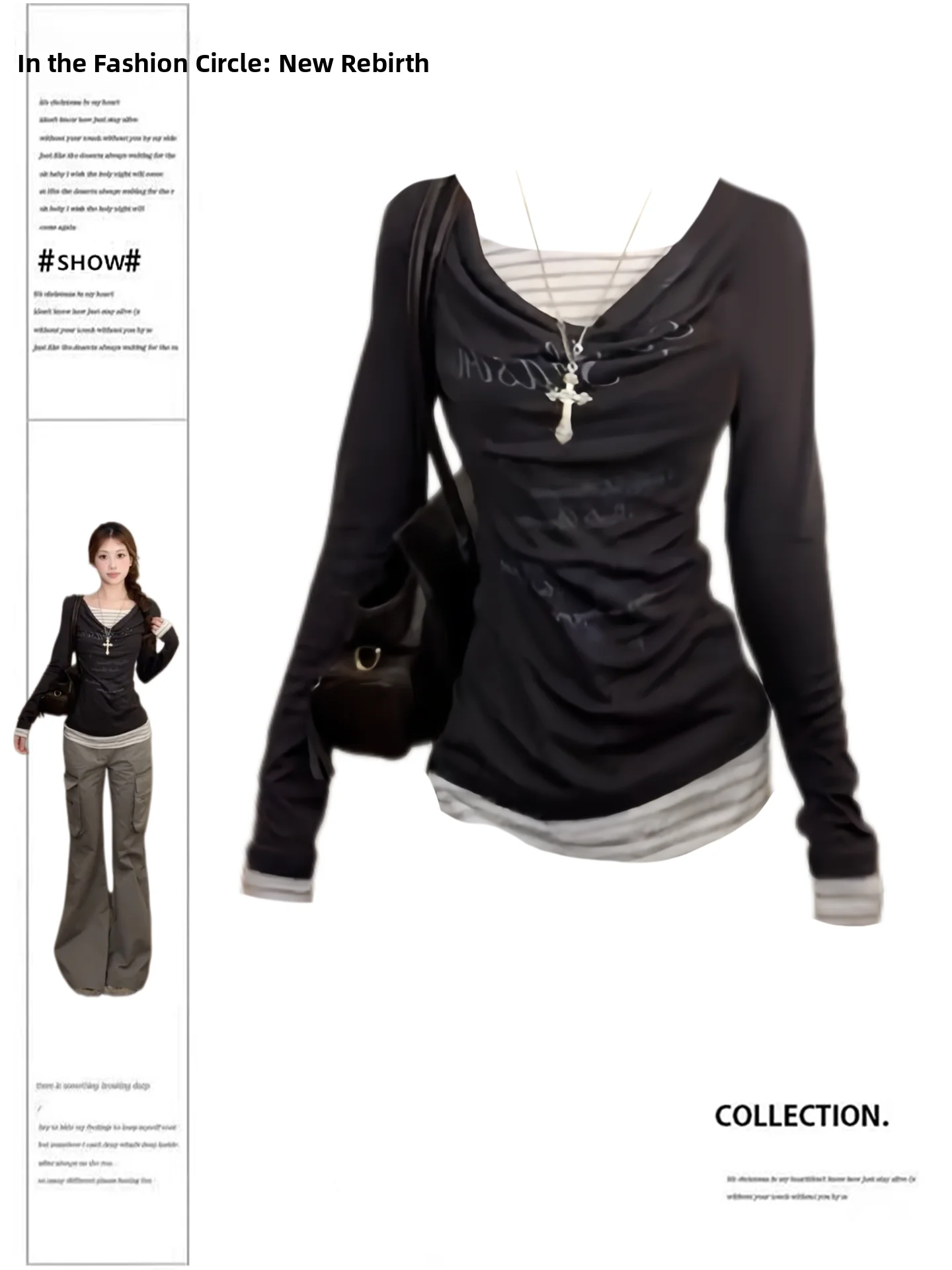 

Retro American Sle Long Sve T-irt Women's Slim Fit plus Size Design Unique Early Autumn New Sle Top for Students