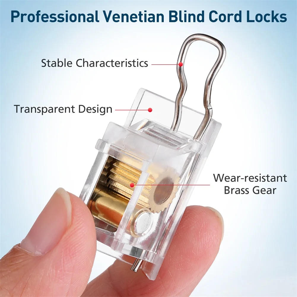 4 Transparent Blind Cord Locks for Use with Venetian Roller Vertical and Other Blinds Featuring 1.5mm to 3mm Cords