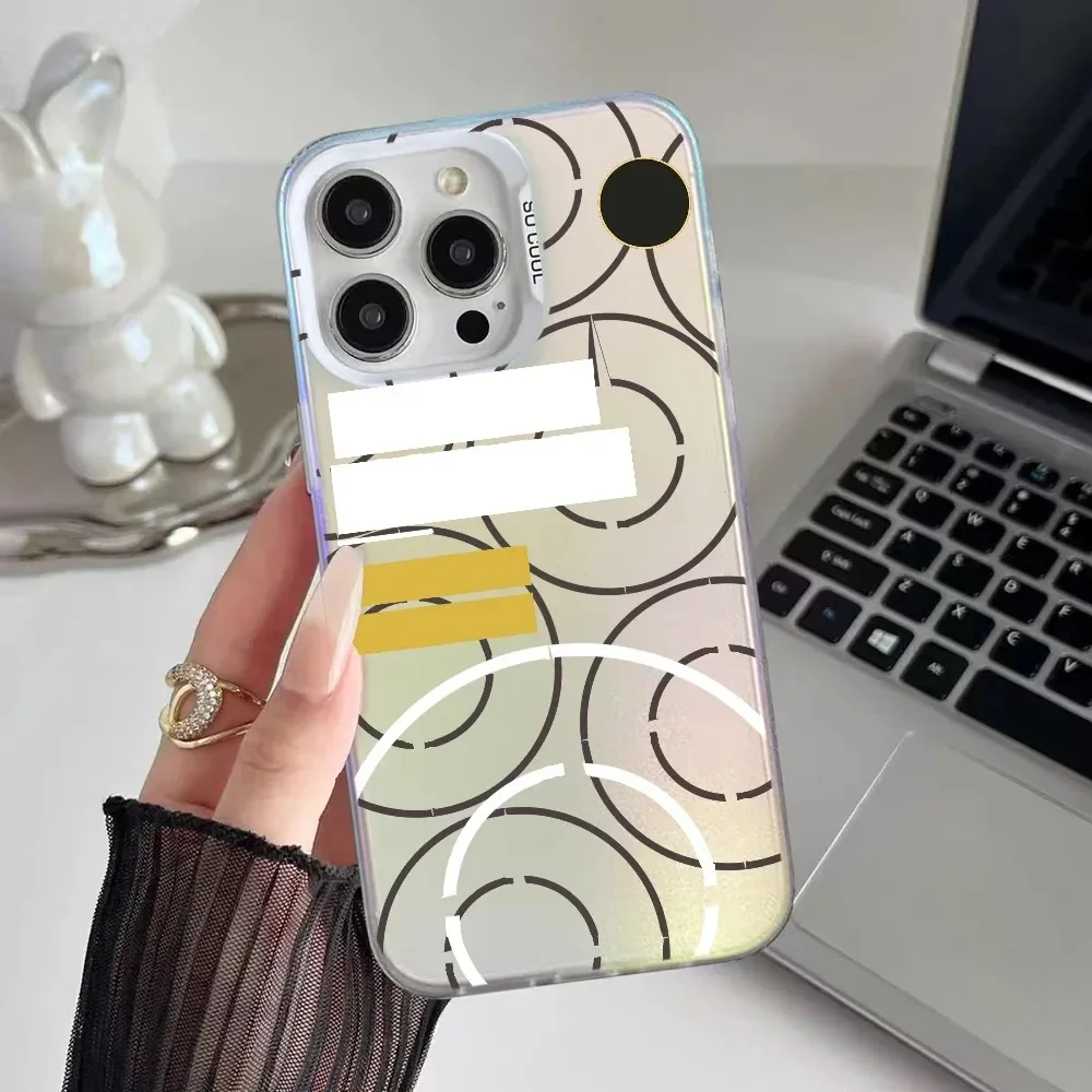 حافظة هاتف بتصميم دائري لهاتف آيفون 16 15 14 13 12 11 Pro/ Max/Plus غطاء خلفي مقاوم للصدمات ومضاد لبصمات الأصابع