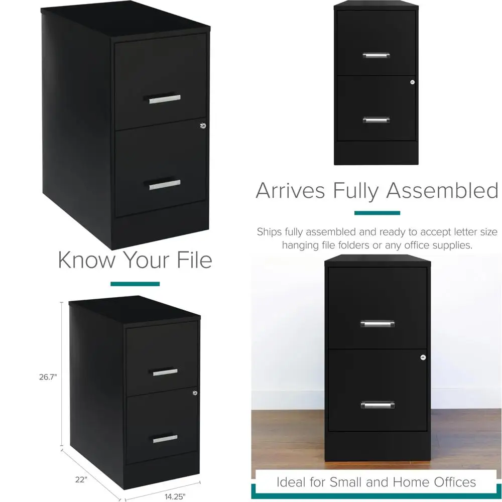 

2 Drawer Steel File Cabinet for Home and Small Office, Letter Size, Fits Under Desks, 22 Depth