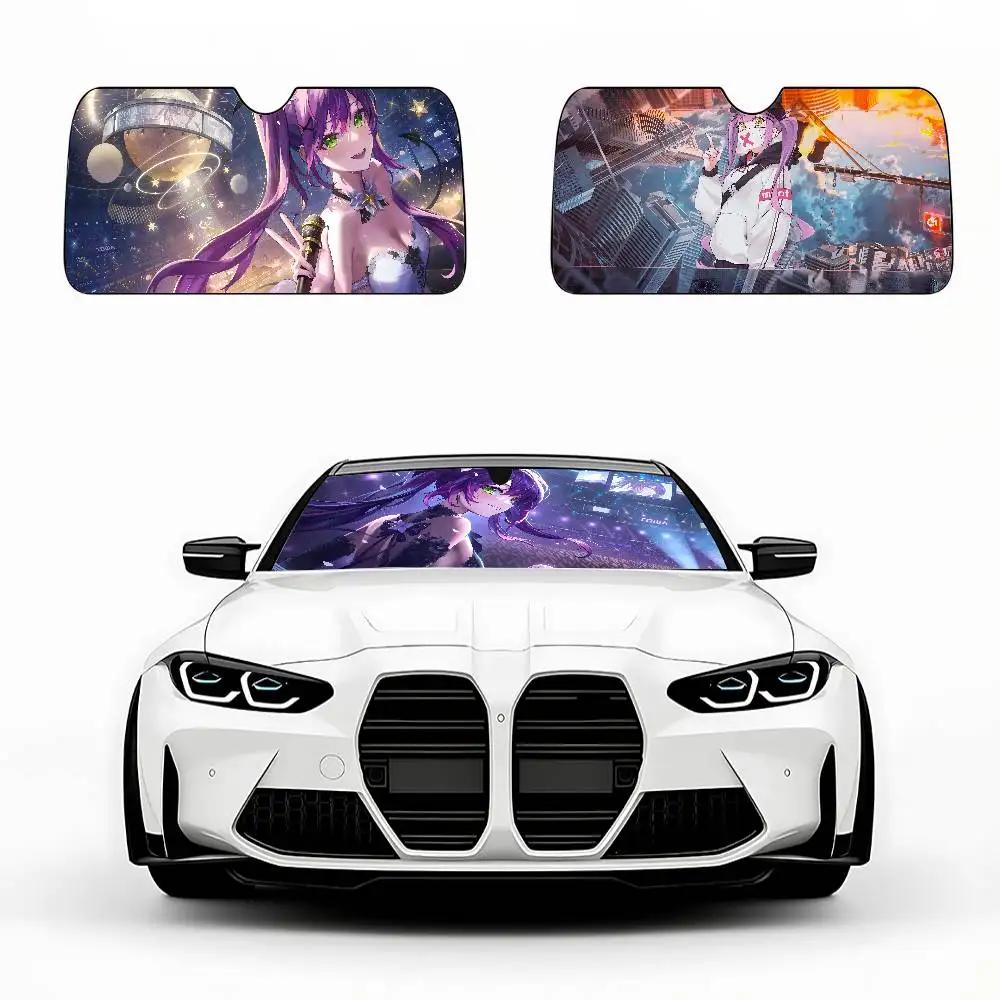 لعبة Hololive Tokoyami Towa أغطية مظلة السيارة غطاء حاجب عالمي قابل للطي للزجاج الأمامي