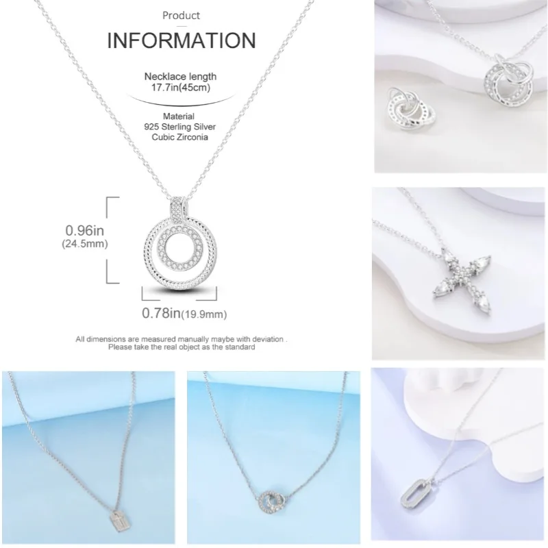 Heart to Heart Necklace 925 Sterling Silver Original Love Heart Pendant Chain Link For Women Wedding Engagement Fine Jewelry