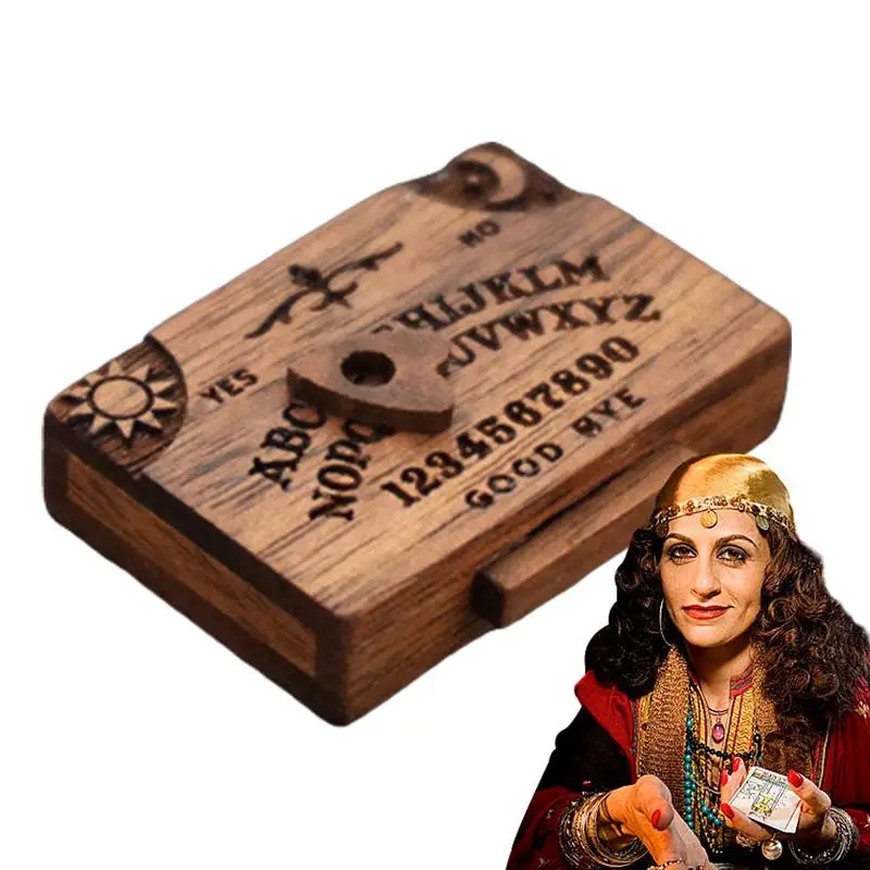 Miniature Ouija Spirit Board With Drawer Wooden Planchette Divination Tools Emotional Love Drawer Home Decoration Gift