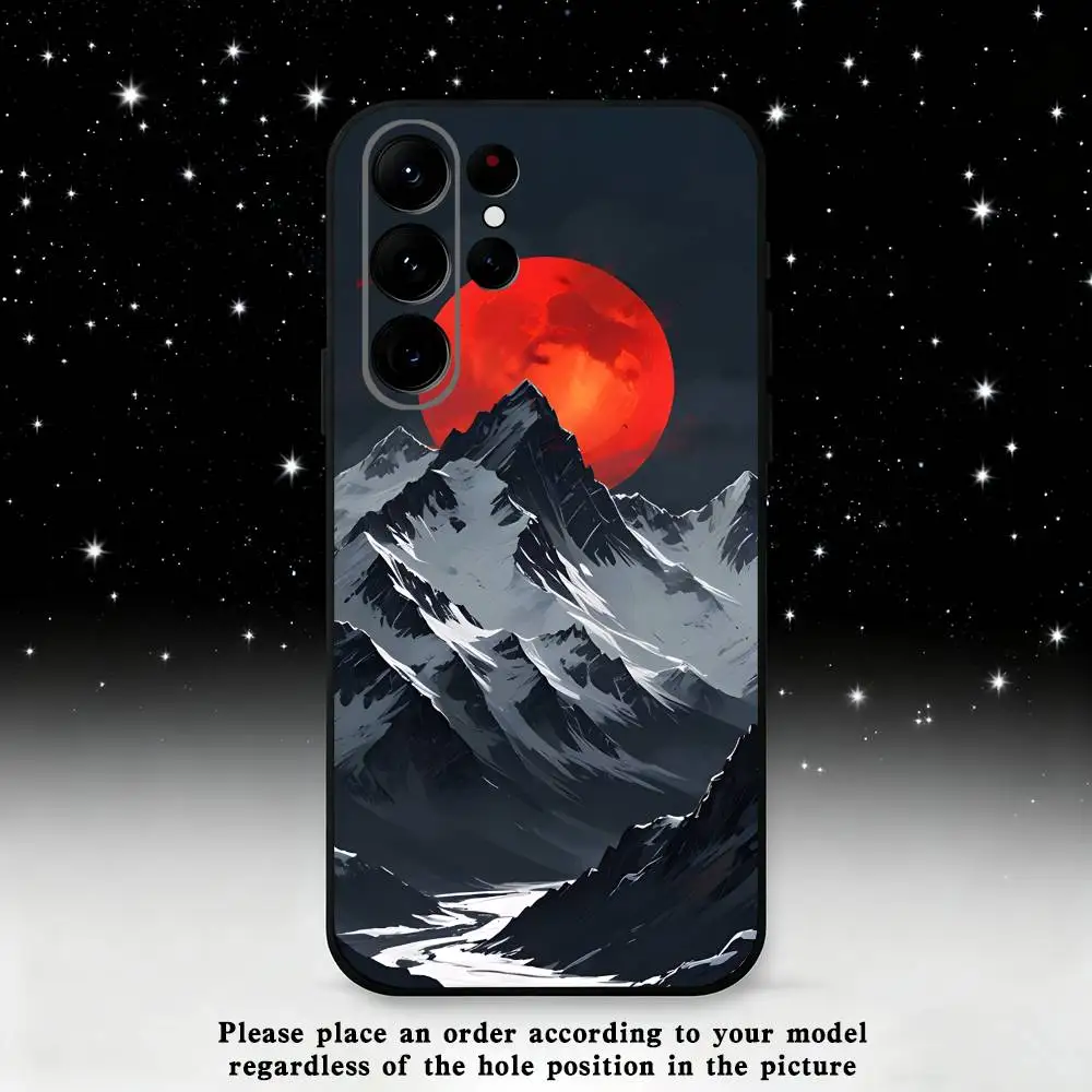 Coque de téléphone Design paysage de montagne des neiges, étui noir pour Samsung S25,S24,S21,S22,S23,S30,Ultra,S20,Plus,Fe,Lite,Note,10,9,5G