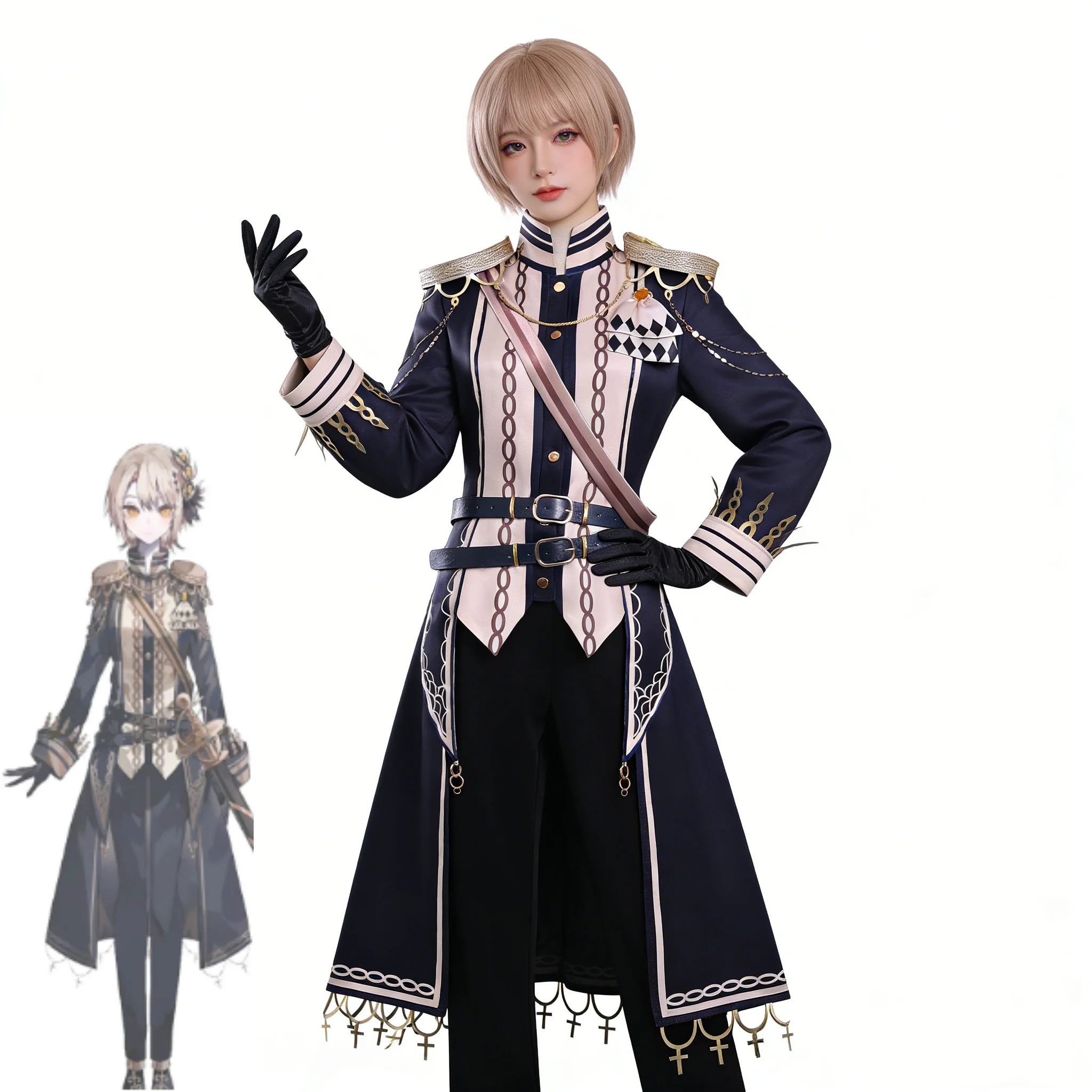 

Game Magical Girl Witch Trial Hasumi Reia Cosplay Costume Blak Long Coat headwear gloves Halloween Party Role Play Clothe