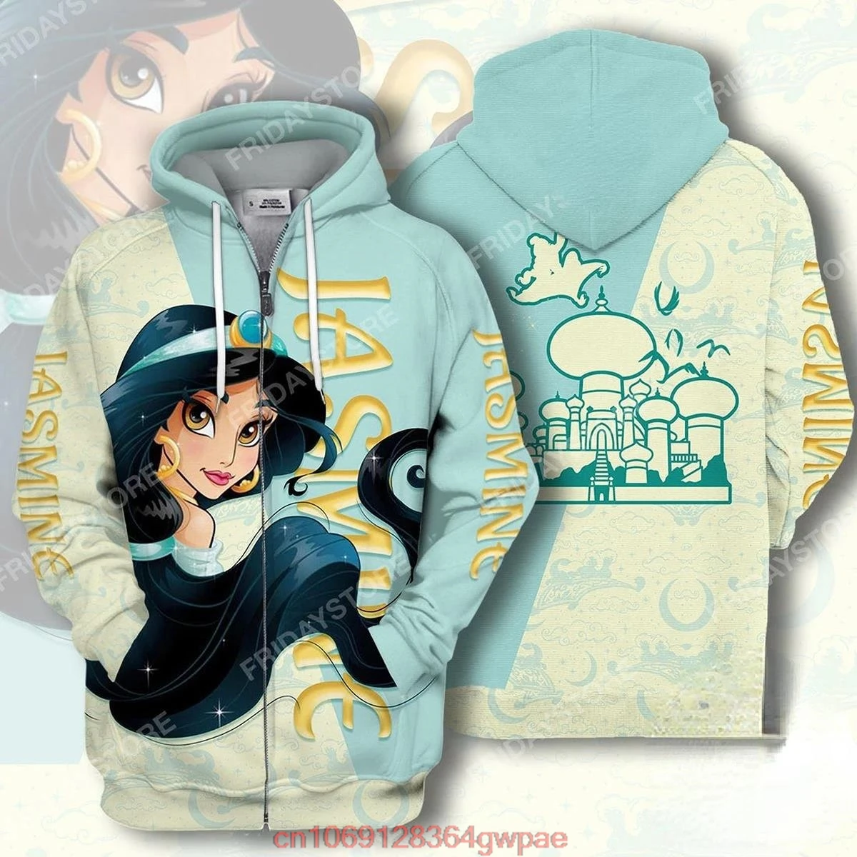 2024 New Disney 3d Hoodie Disney T-shirt Jasmine Aladdin Couple T-shirt Hoodie 3d Hoodie