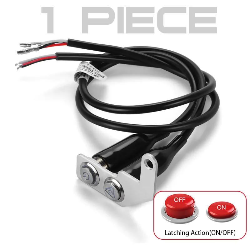 Gebildet 2-Pack 5A/12V Latching Stainless Steel LED Motorcycle Switch – Blue ON-OFF Handlebar Button, Waterproof & Adjustable Mount