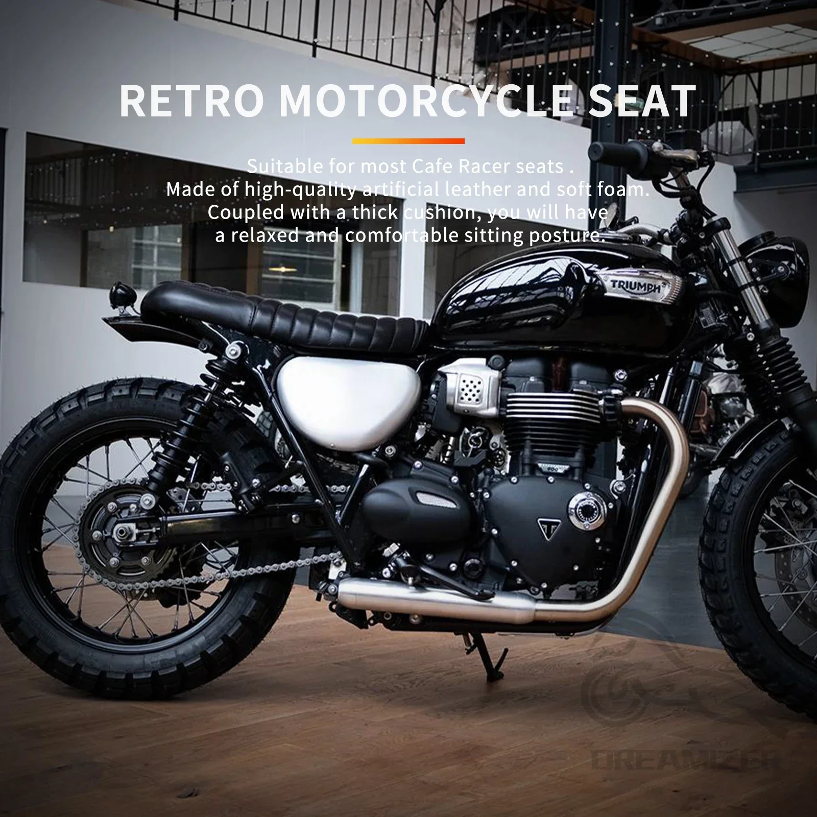 Black/Brown Motorcycle forCafe Racer Seat Scrambler Vintage Flat Saddle Flat pan Retro Seat For Honda CG CB200 CB350 CL350 CB400