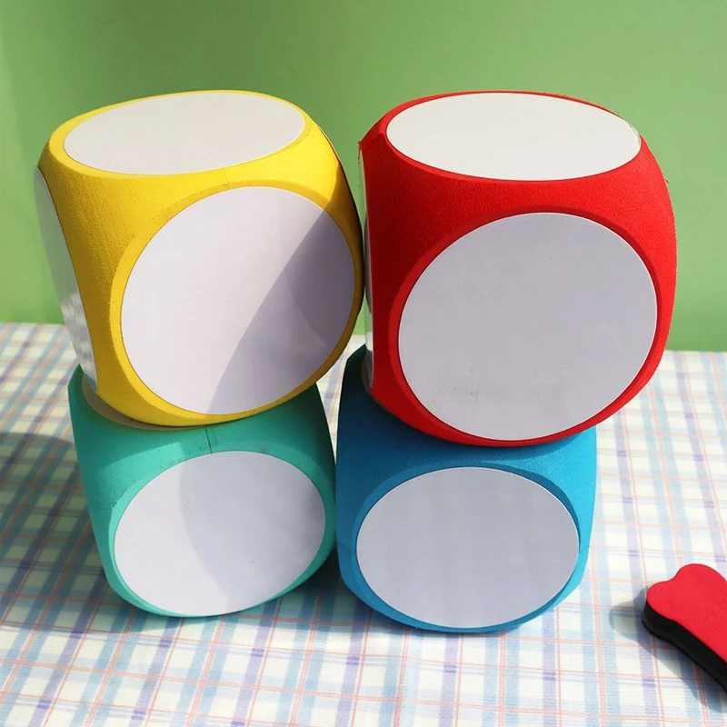 Cubo de dados educativos de borrado en seco, tablones blancos, multiusos, 4x4 pulgadas