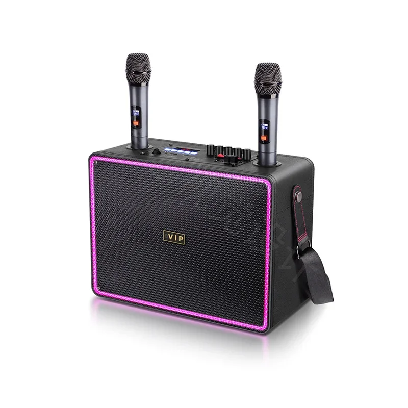 

8-Inch Portable Outdoor Boombox 50W Bass Dual Microphone RGB Light BT Battery Operated Plastic Material