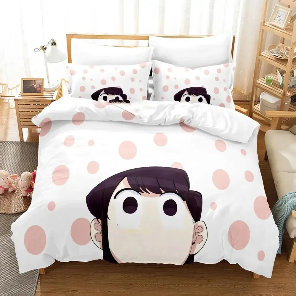 

Anime Komi Can't Communicate Bedding Set Boys Girls Twin Queen Size Duvet Cover Pillowcase Bed Kids Adult Home Textileextile