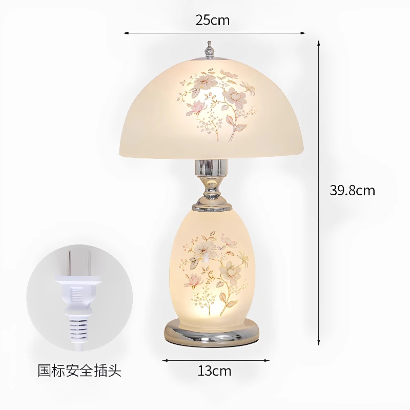 Lampu Meja Kreatif Perancis LED Kap Lampu Kaca Elegan Modern Kamar Tidur Lampu Meja Belajar Restoran Hangat Romantis Lampu Meja Fashion