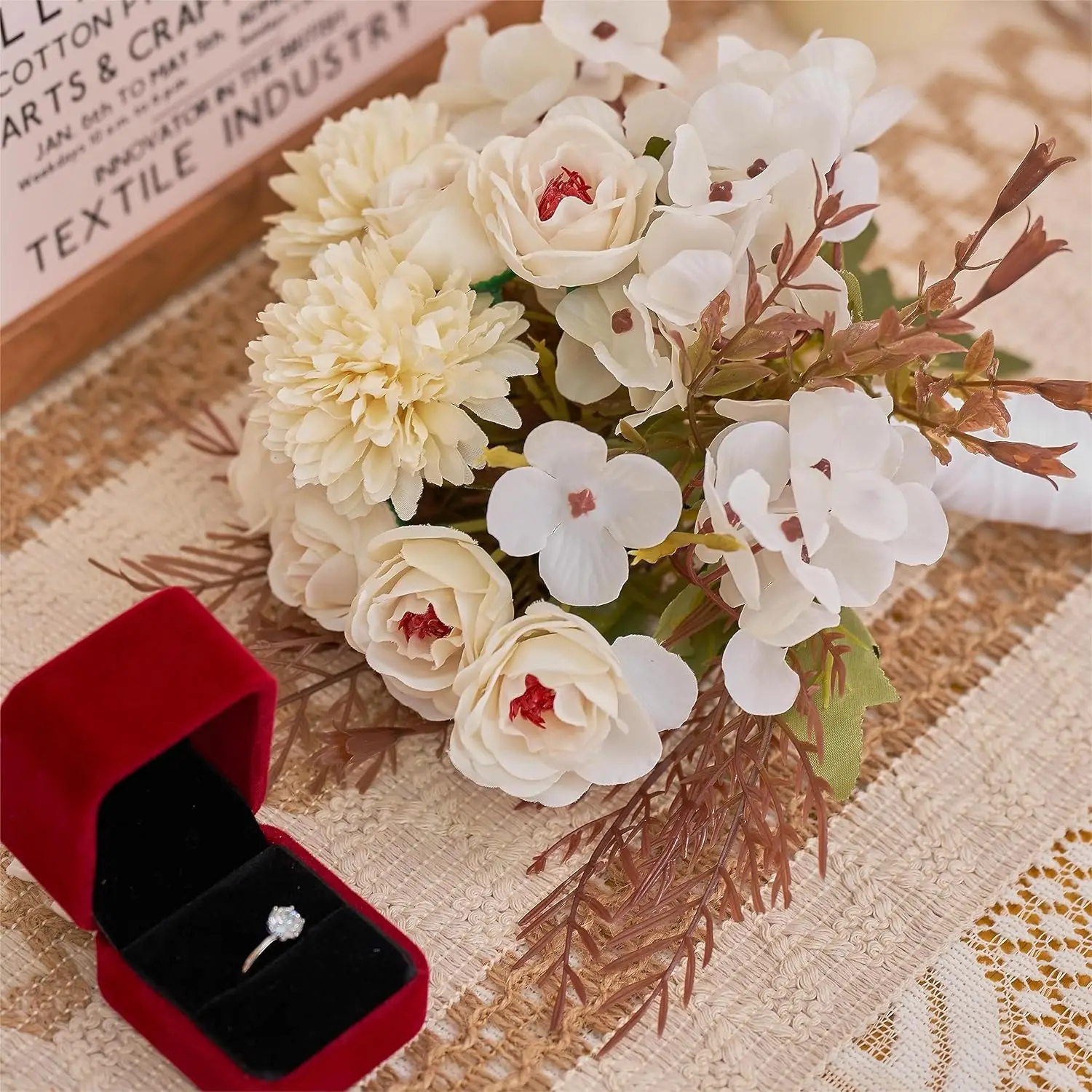 1/4 Stück Seidenrosen Künstliche Blumen für Hochzeit, Heim, Festival, Dekoration, Brautstrauß, Basteln, Scrapbook, Kranz, DIY, Fotografie-Requisite, Box – Detail 2