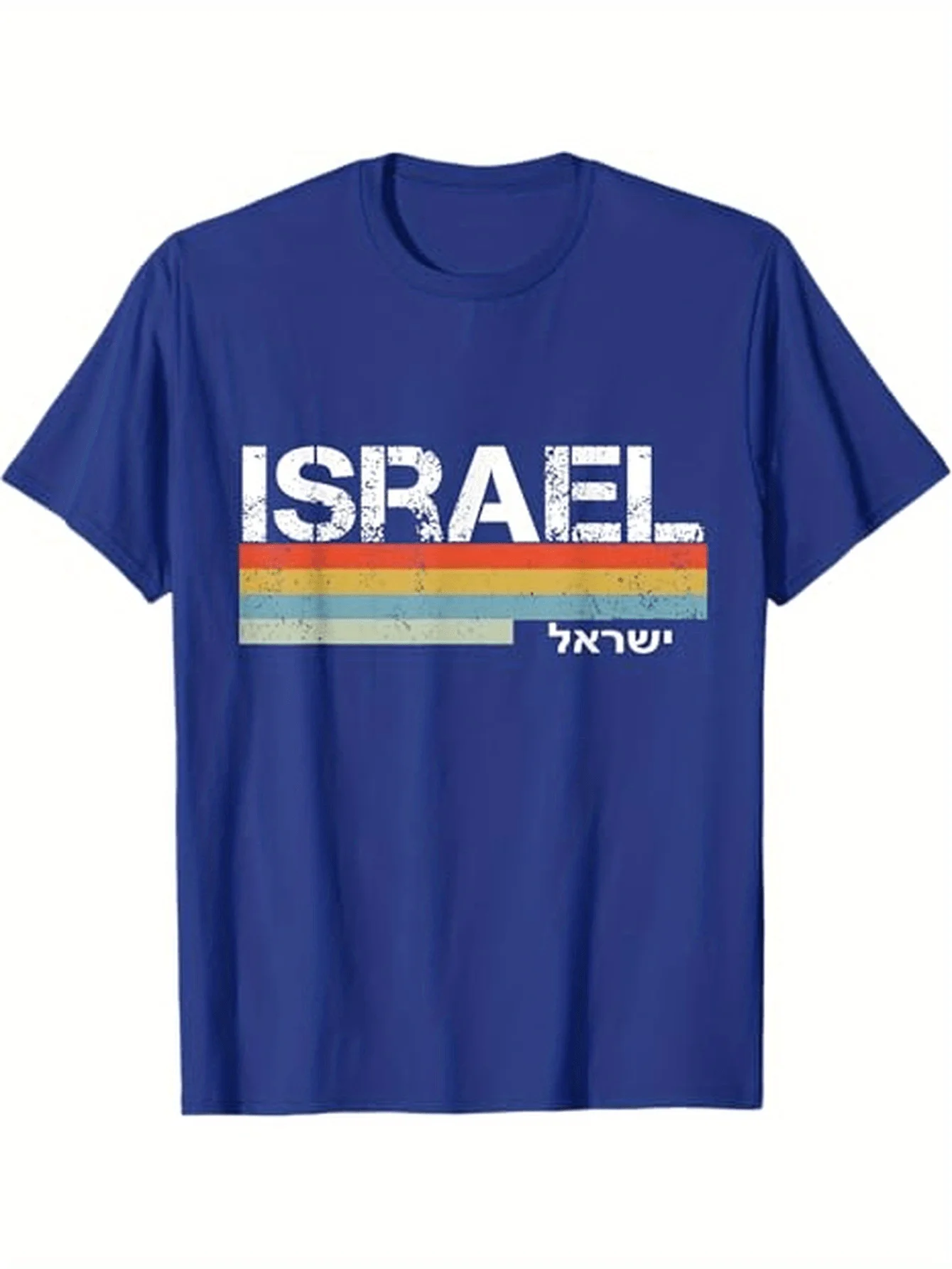 Vintage Stripes from Israel design-100% cotton summer casual O-neck short sleeve printed men's T-shirt.