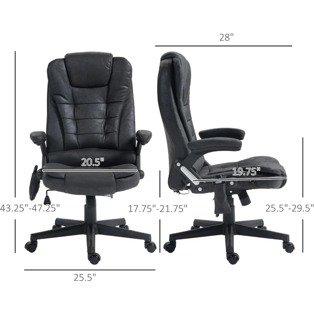 Vibrating Massage High Back Office Chair with Heat, Microfiber Upholstered Reclining Executive Chair for Comfortable Seating