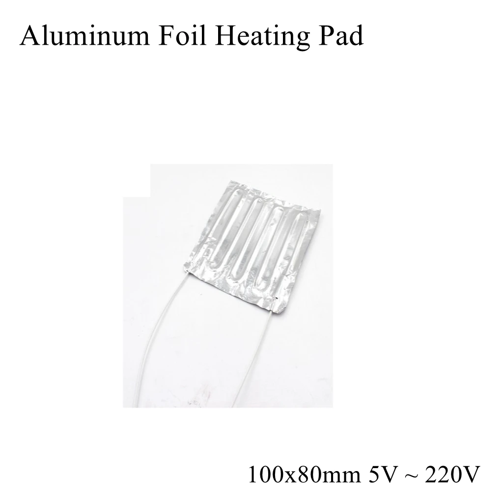 100x80mm 12V 24V 220V Aluminum Foil Heating Pad Mat Band Heater Sheet Plate Self Adhesive Flexible Waterproof 3D Printer Diesel