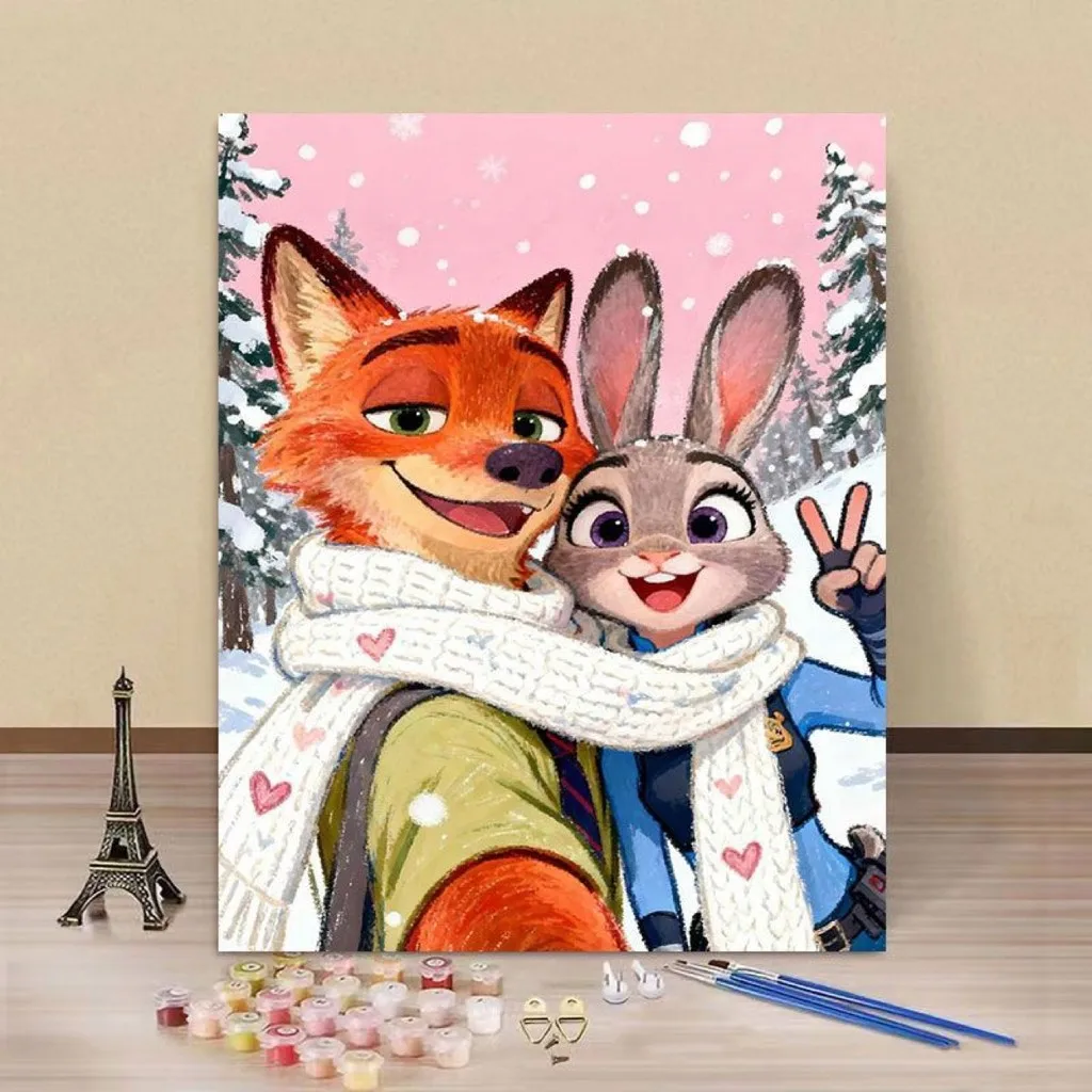 

Zootopia DIY цифровой набор для рисования маслом для детей мультфильм раскраска ручной работы домашнее украшение стены