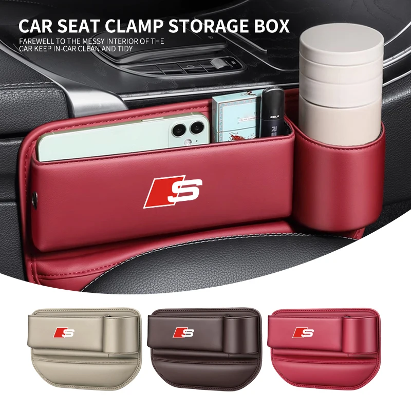 

PU Leather Car Seat Slot Organizer Box With Cup Holder For Audi RS Quattro S Line S4 S3 A6 A1 A3 A5 A4 A2 A8 A7 Q2 Q3 Q5 Q7 Q6