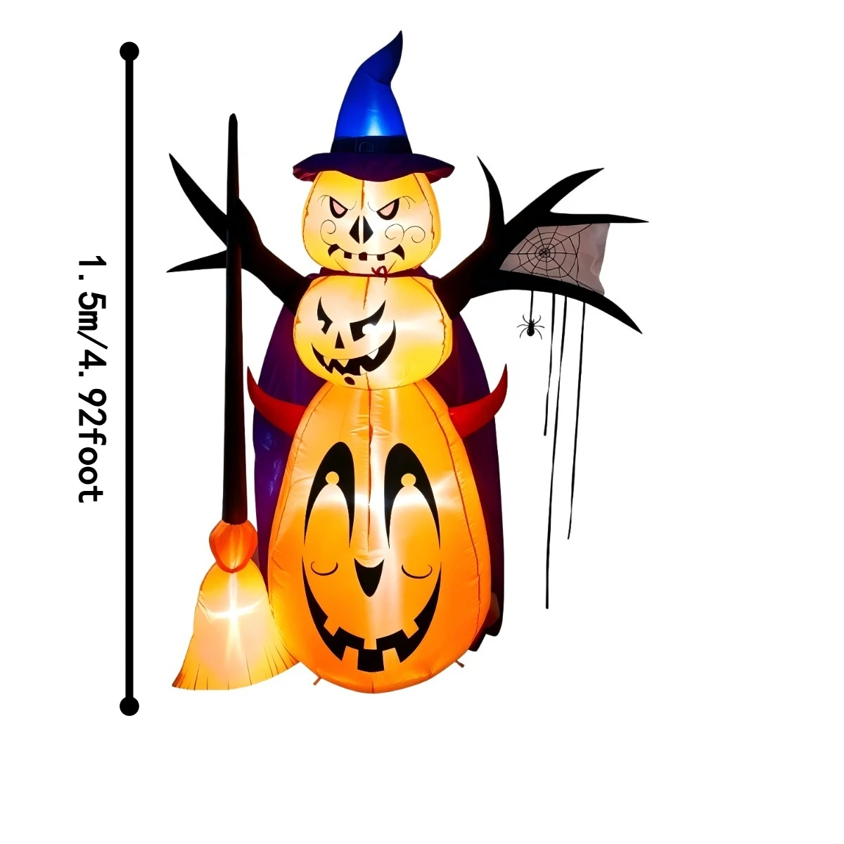Halloween Stack Pumpkin Witch Outdoor Holiday Decorations LED Inflatable Model For Backyard Garden Halloween Party Decor