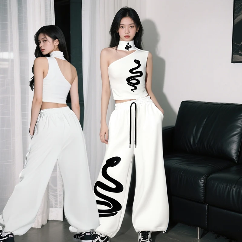 2025 Kinder Jazz Dance Kostüm Mädchen Crop Tops Hosen Hip Hop Kleidung Kpop Street Wear Y2K Kleidung Bühne Leistung Anzug BL15836