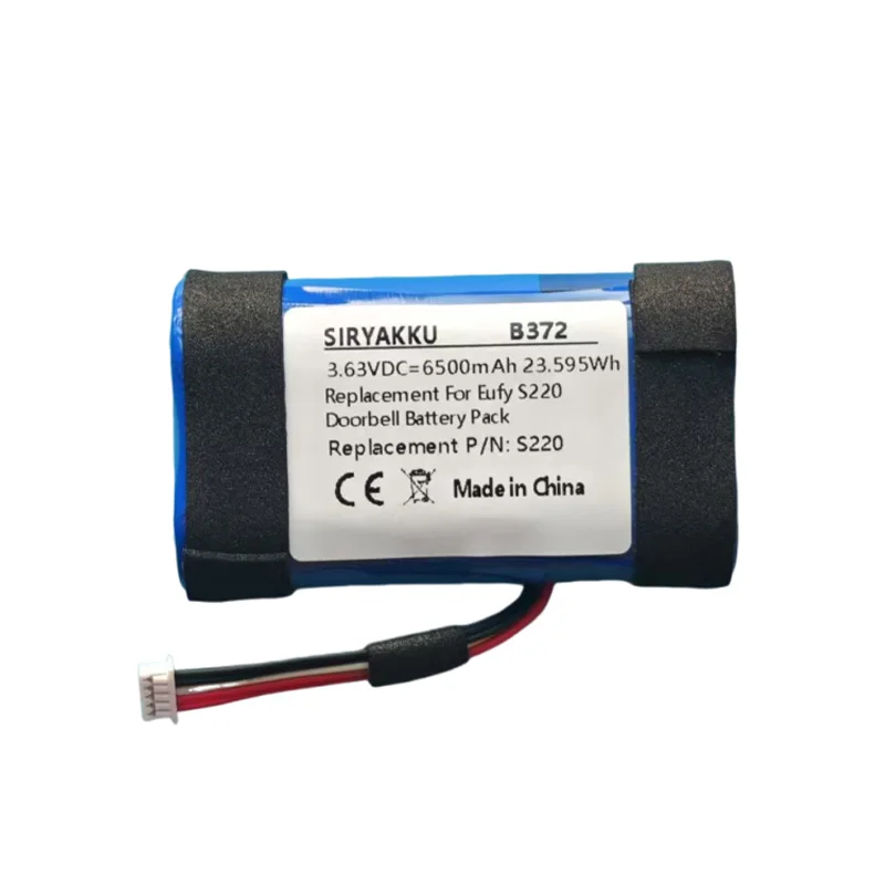 S220 3,63 V 6500 mAh INR 186501 S2P Lithium-Ersatzakku für Eufy S220 Türklingel-Akku