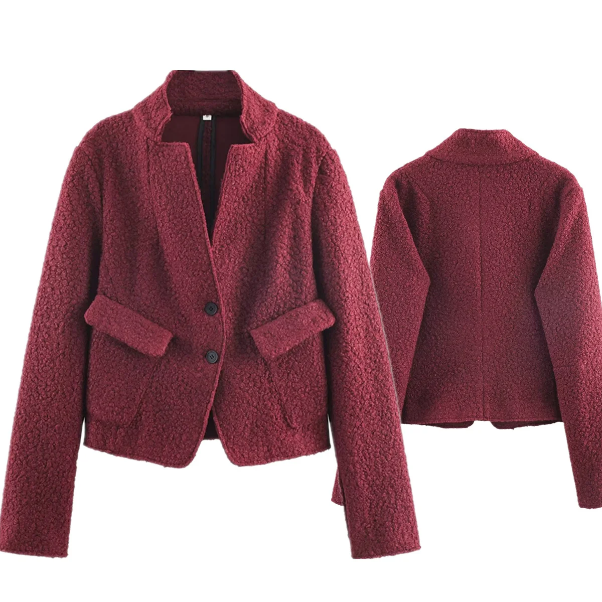 Maxdutti الفرنسية الرجعية الأزياء يحلق البدلة سترة بورجوندي اللون أنيقة واحدة الصدر قصيرة الحلل ملابس امرأة سليم صالح ل #1